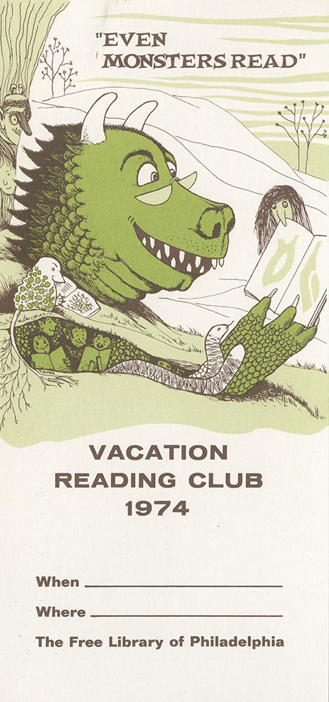 1974 - Vacation Reading Club -  Even Monsters Read - Bookmark - recto
