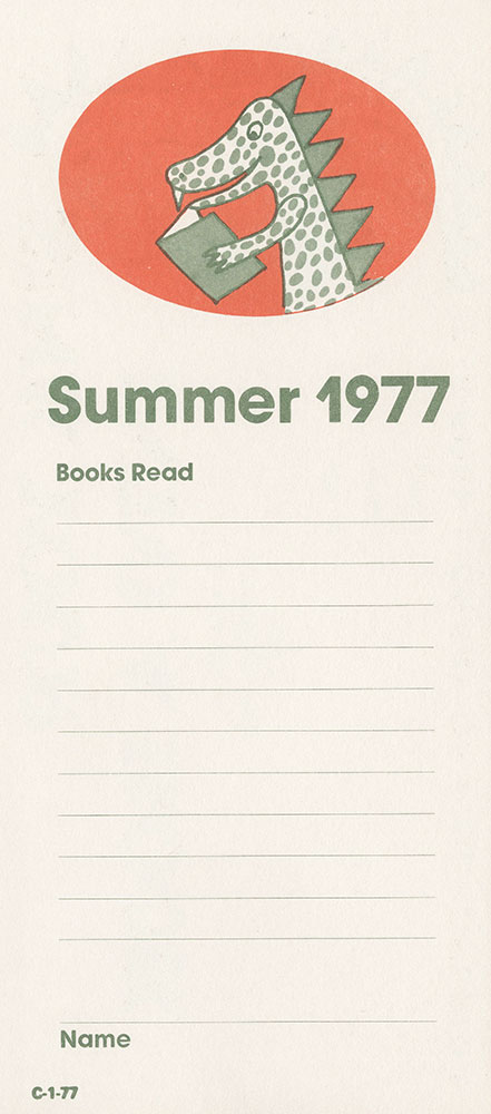 1977 - Vacation Reading Club - Sink Your Teeth Into a Book - Bookmark - verso