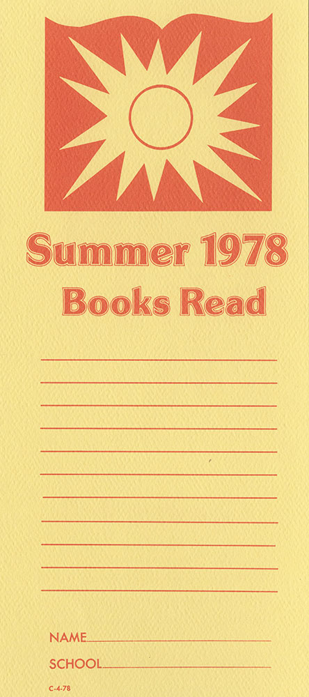1978 - Vacation Reading Club - Bookmark - recto