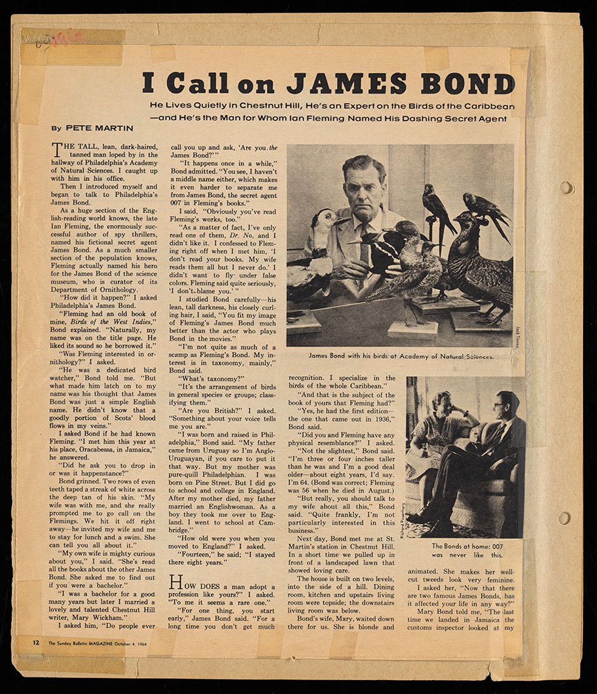 I Call on JAMES BOND newspaper article