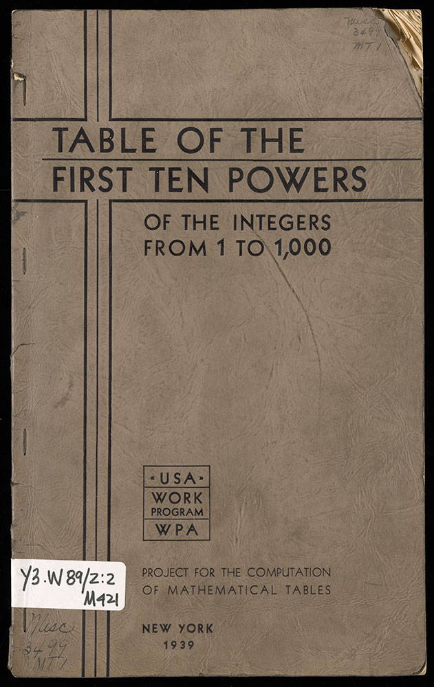 Table of the First Ten Powers of the Integers from 1 to 1,000
