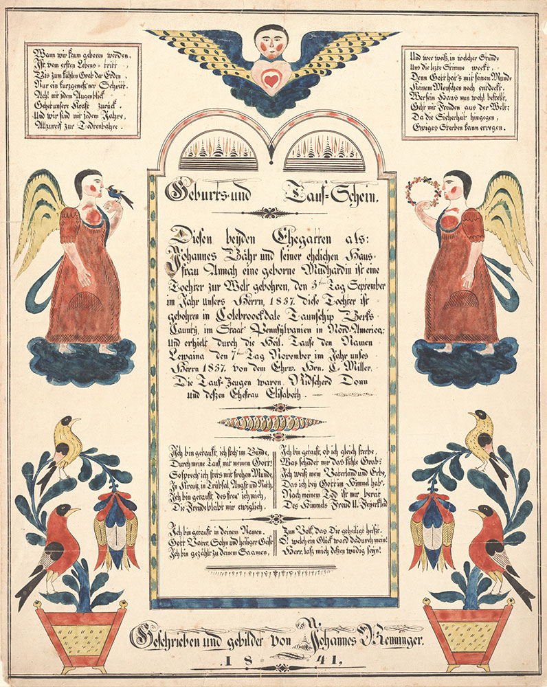 Birth and Baptismal Certificate (Geburts und Taufschein) for Lewaina Bähr