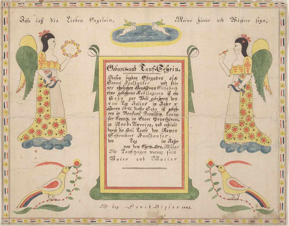Birth and Baptismal Certificate (Geburts und Taufschein) for Schembers Fankhauser