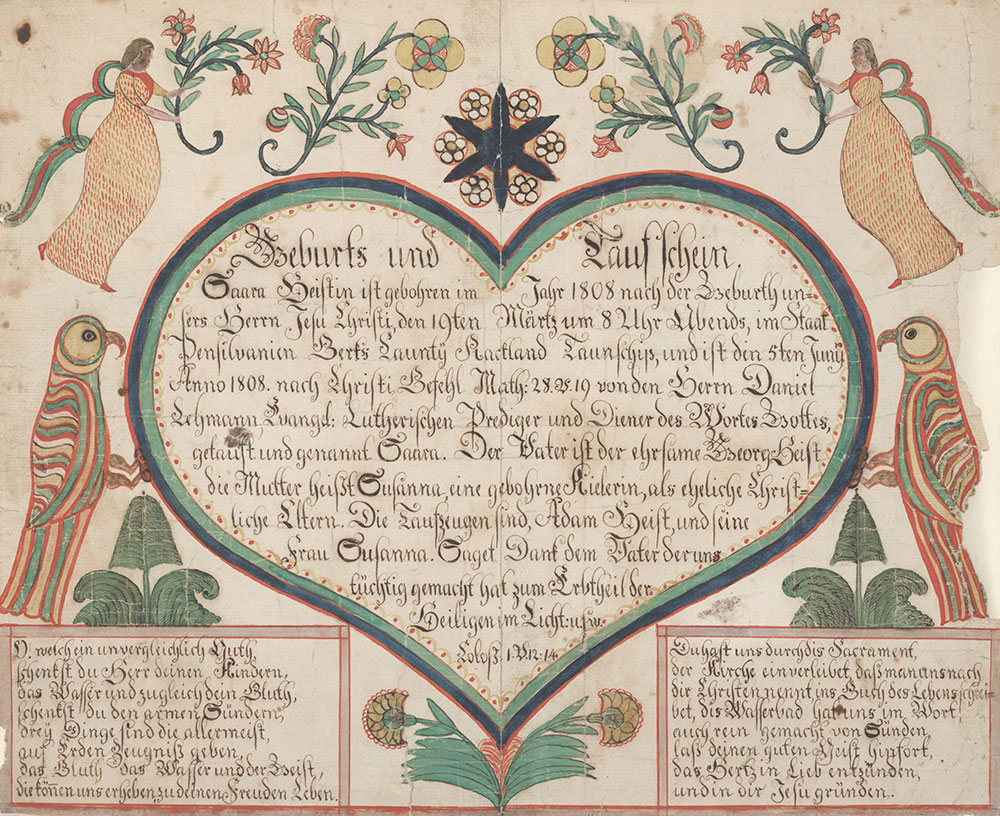 Birth and Baptismal Certificate (Geburts und Taufschein) for Saara Heist