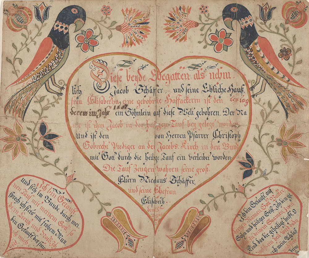 Birth and Baptismal Certificate (Geburts und Taufschein) for Jacob Schäfer