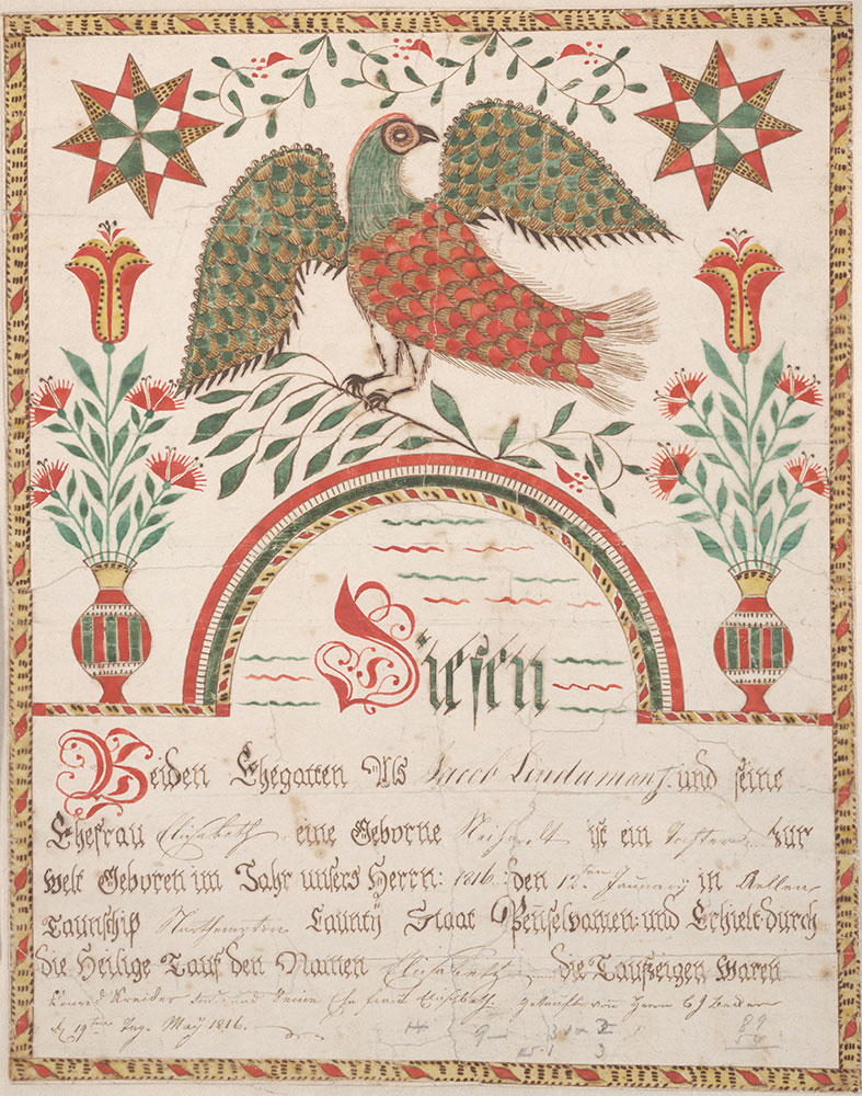 Birth and Baptismal Certificate (Geburts und Taufschein) for Elisabeth Lindaman