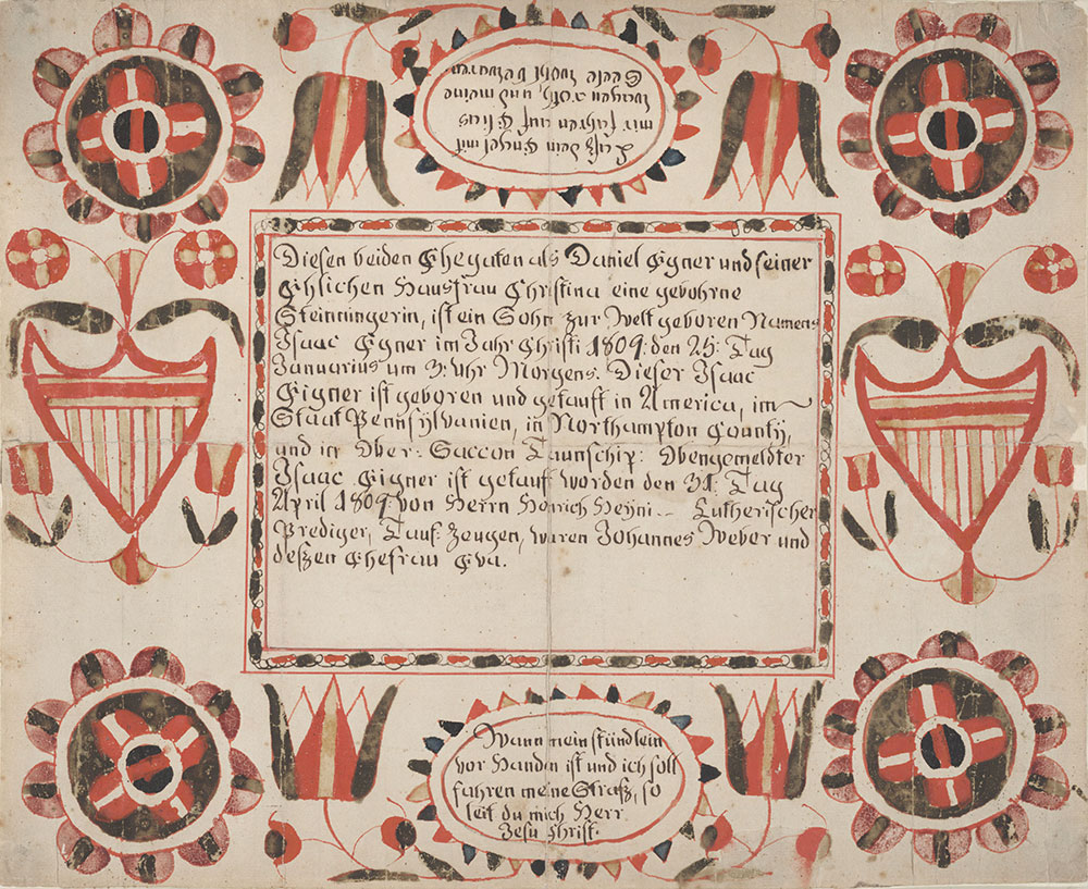 Birth and Baptismal Certificate (Geburts und Taufschein) for Isaac Eigner [Egner]