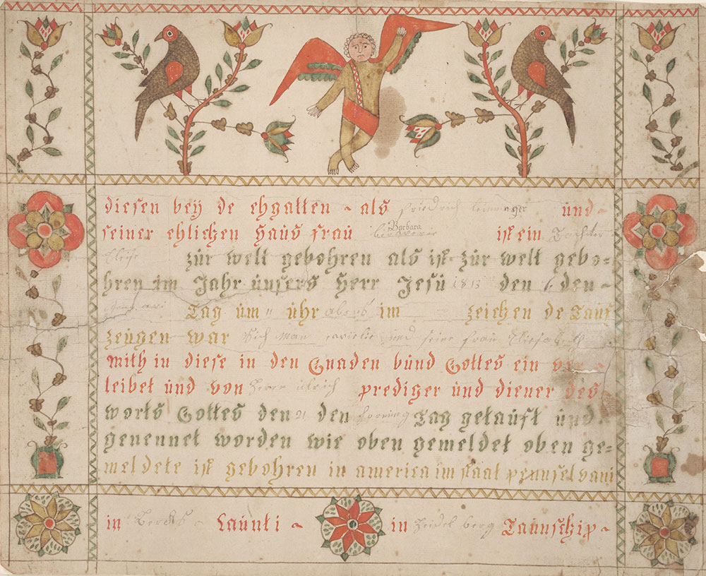Birth and Baptismal Certificate (Geburts und Taufschein) for Eleise Leininger