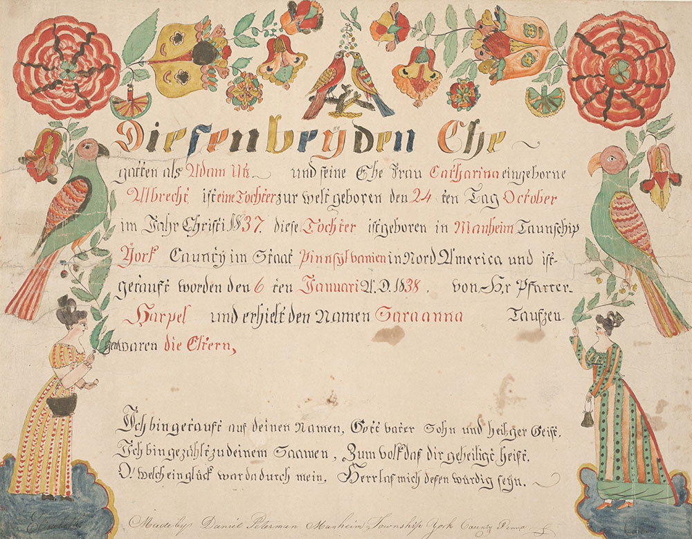 Birth and Baptismal Certificate (Geburts und Taufschein) for Saraana Utz
