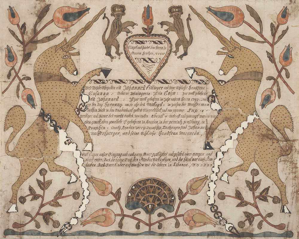 Birth and Baptismal Certificate (Geburts und Taufschein) for Johannes Killinger