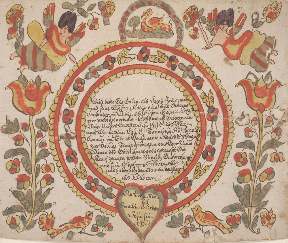 Birth and Baptismal Certificate (Geburts und Taufschein) for Salomon Zimmerman