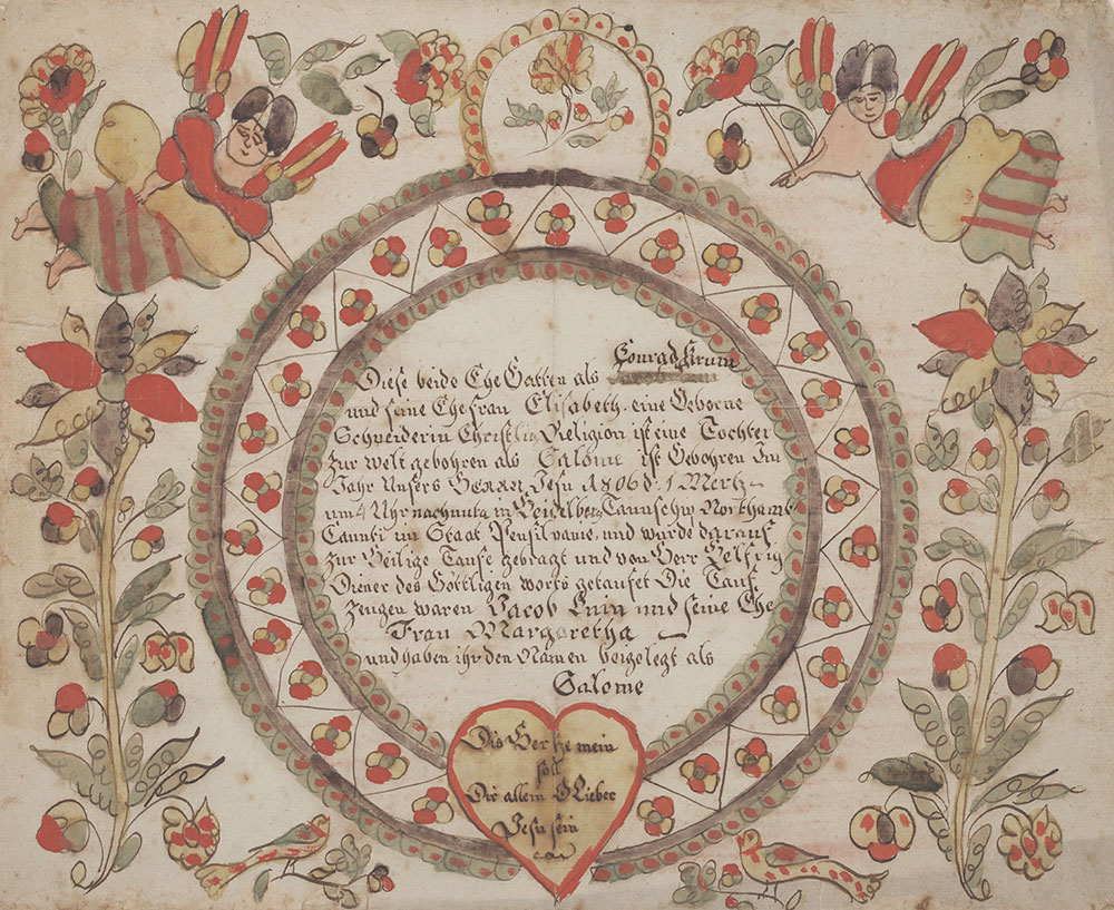 Birth and Baptismal Certificate (Geburts und Taufschein) for Salome Krum