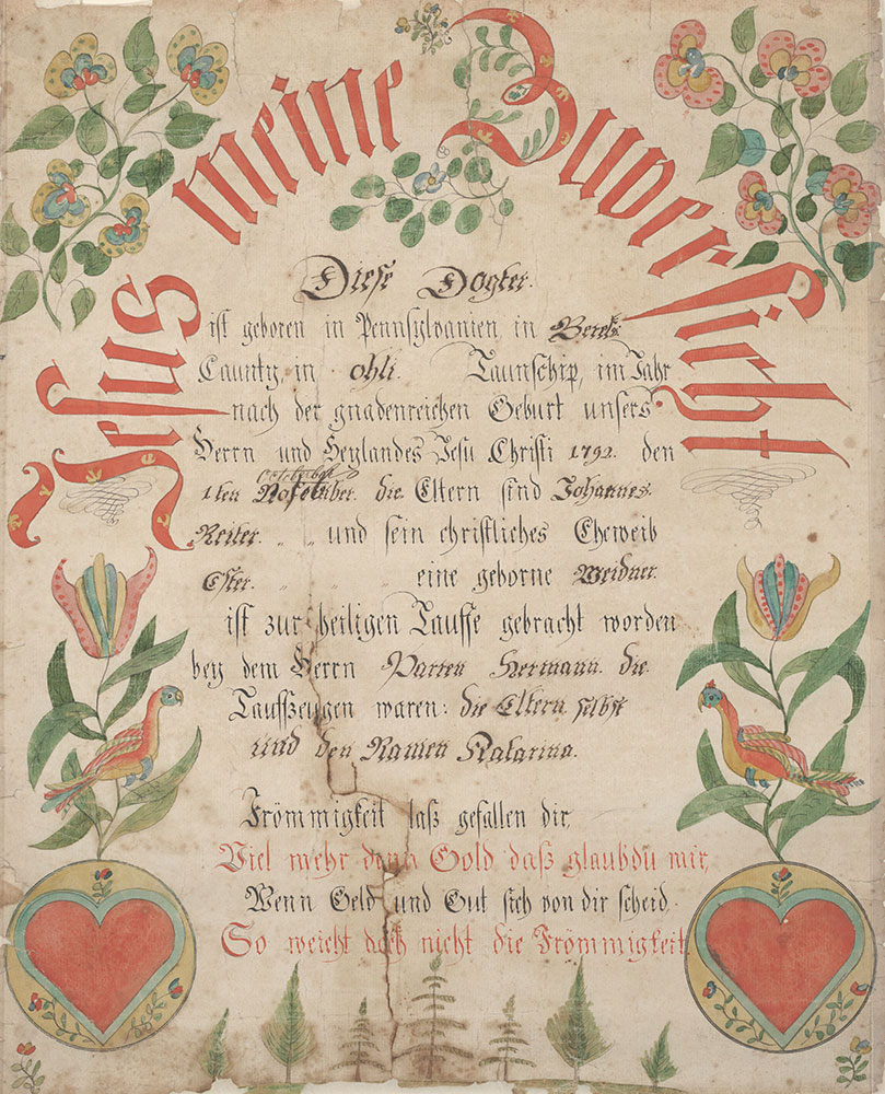 Birth and Baptismal Certificate (Geburts und Taufschein) for Katarina Reiter