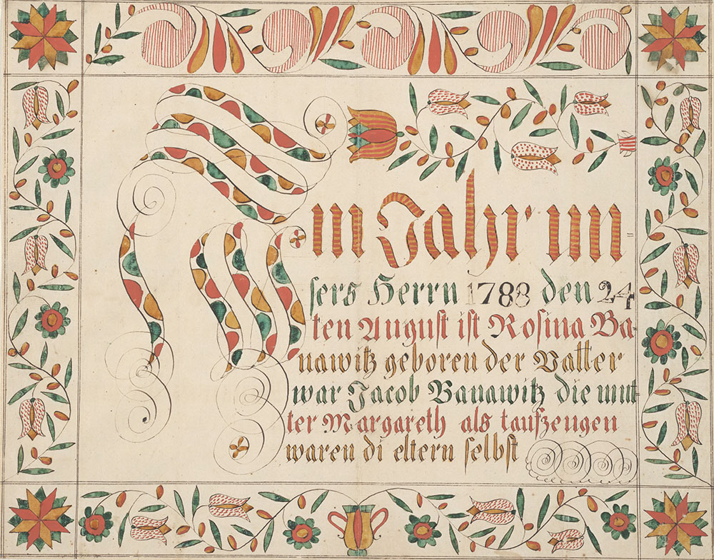 Birth and Baptismal Certificate (Geburts und Taufschein) for Rosina Banawitz