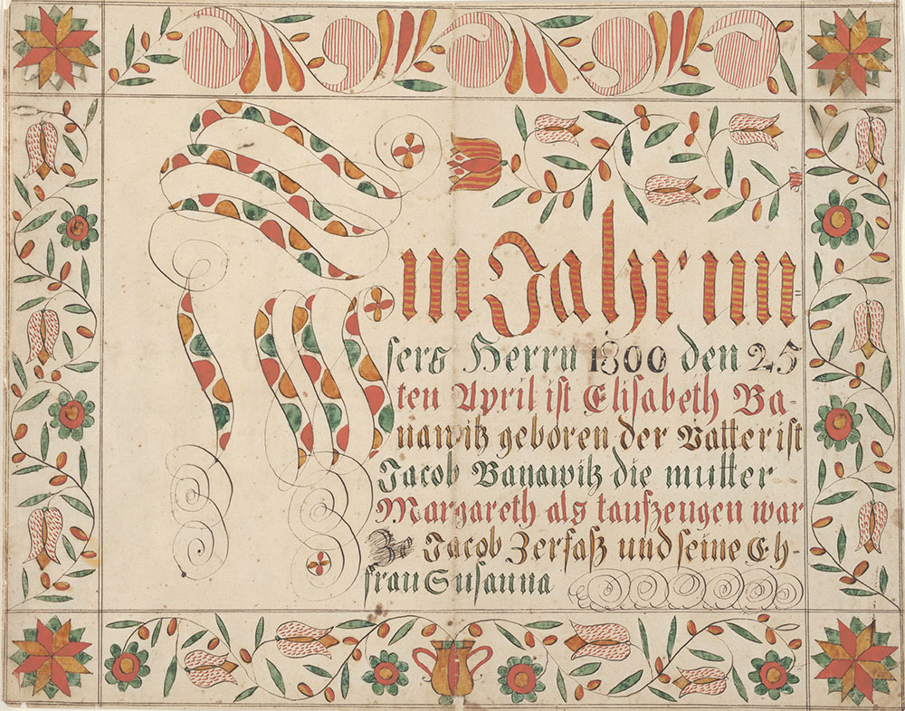 Birth and Baptismal Certificate (Geburts und Taufschein) for Elisabeth Banawitz