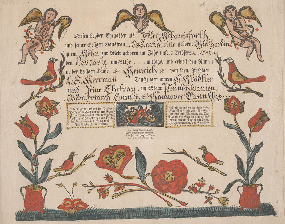 Birth and Baptismal Certificate (Geburts und Taufschein) for Heinrich Schweisforth