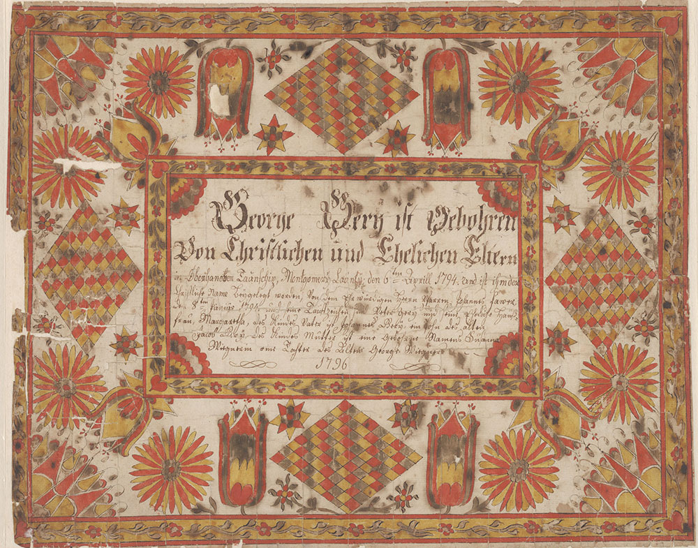 Birth and Baptismal Certificate (Geburts und Taufschein) for George Gery
