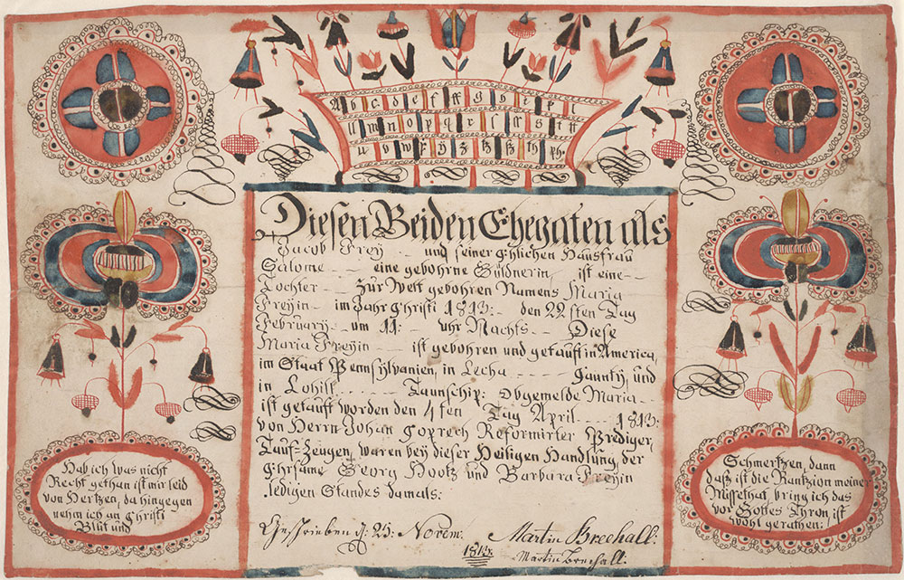 Birth and Baptismal Certificate (Geburts und Taufschein) for Maria Frey