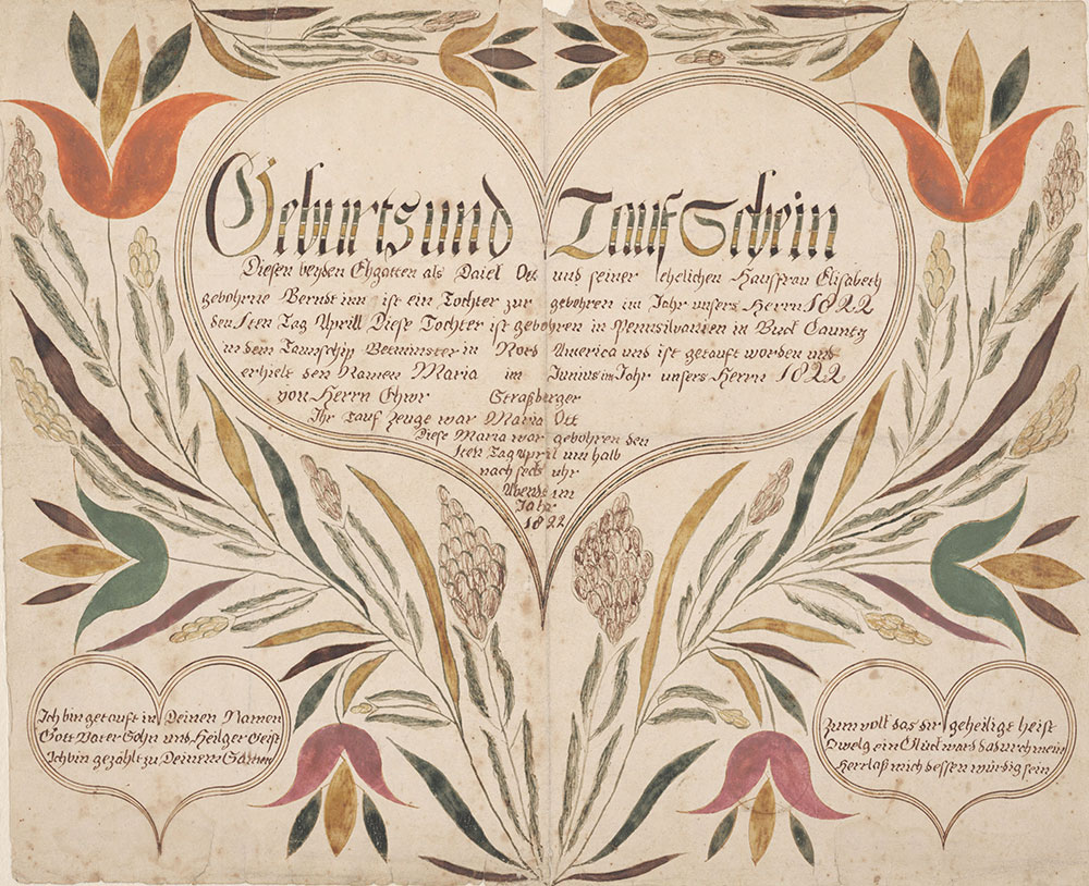 Birth and Baptismal Certificate (Geburts und Taufschein) for Maria Ott