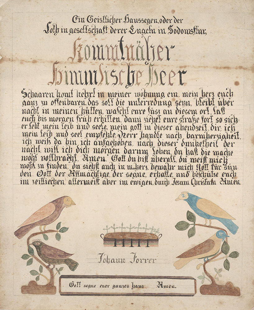 House Blessing (Haussegen) for Johann Forrer
