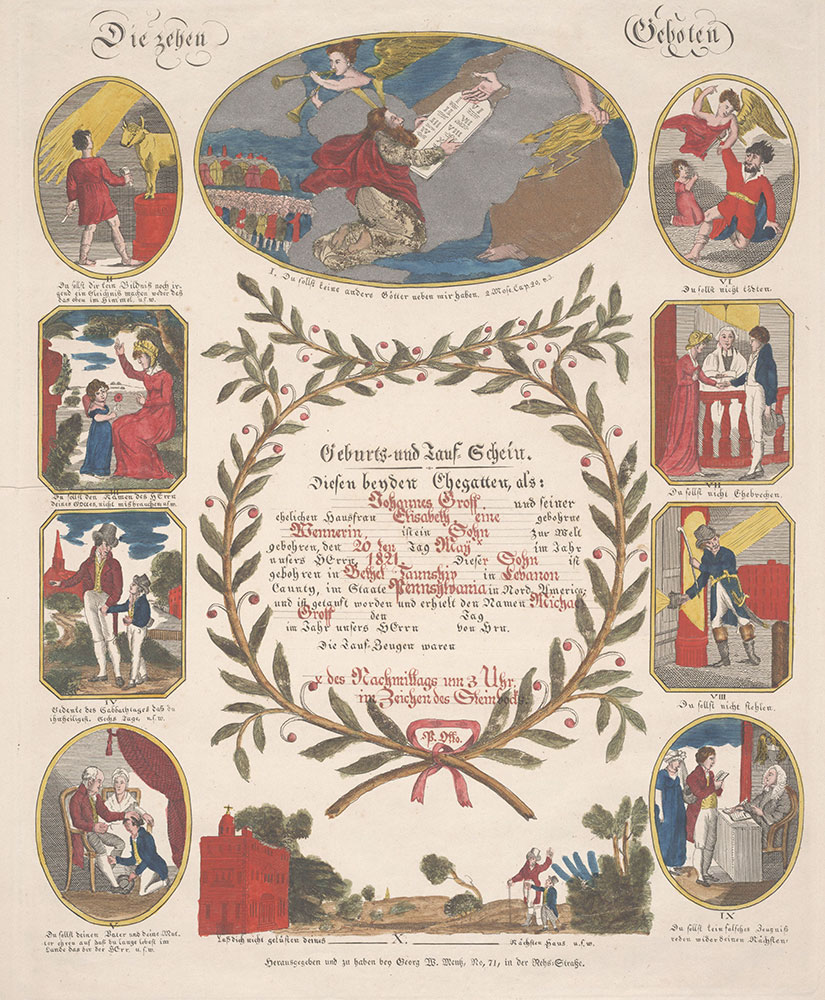 Birth and Baptismal Certificate (Geburts und Taufschein) for Michael Groff