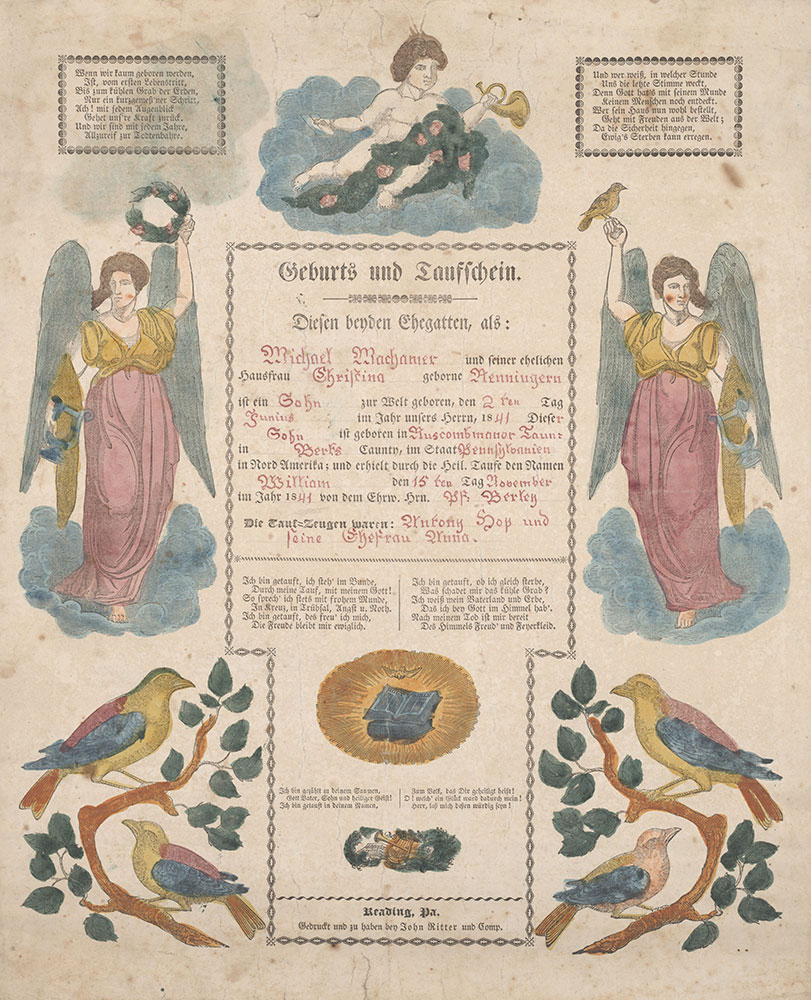 Birth and Baptismal Certificate (Geburts und Taufschein) for William Machamer
