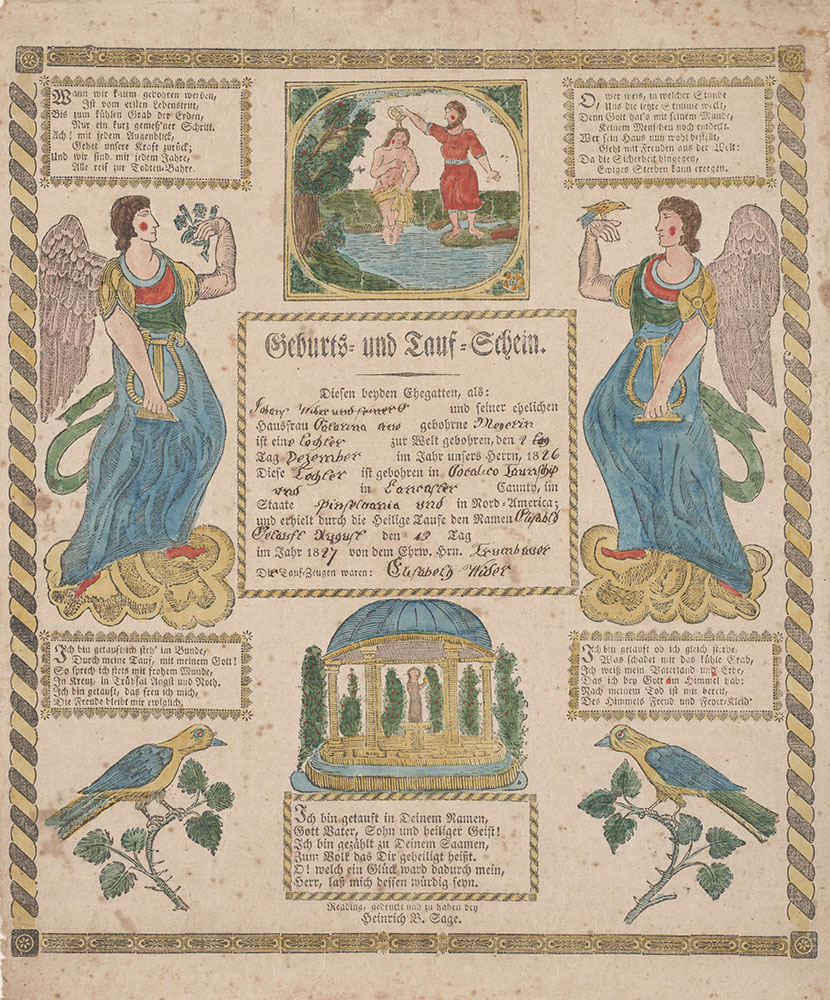 Birth and Baptismal Certificate (Geburts und Taufschein) for Elisabeth Wider