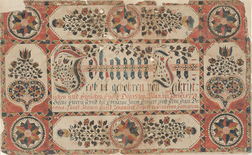 Birth and Baptismal Certificate (Geburts und Taufschein) for Johann Jacob Engert