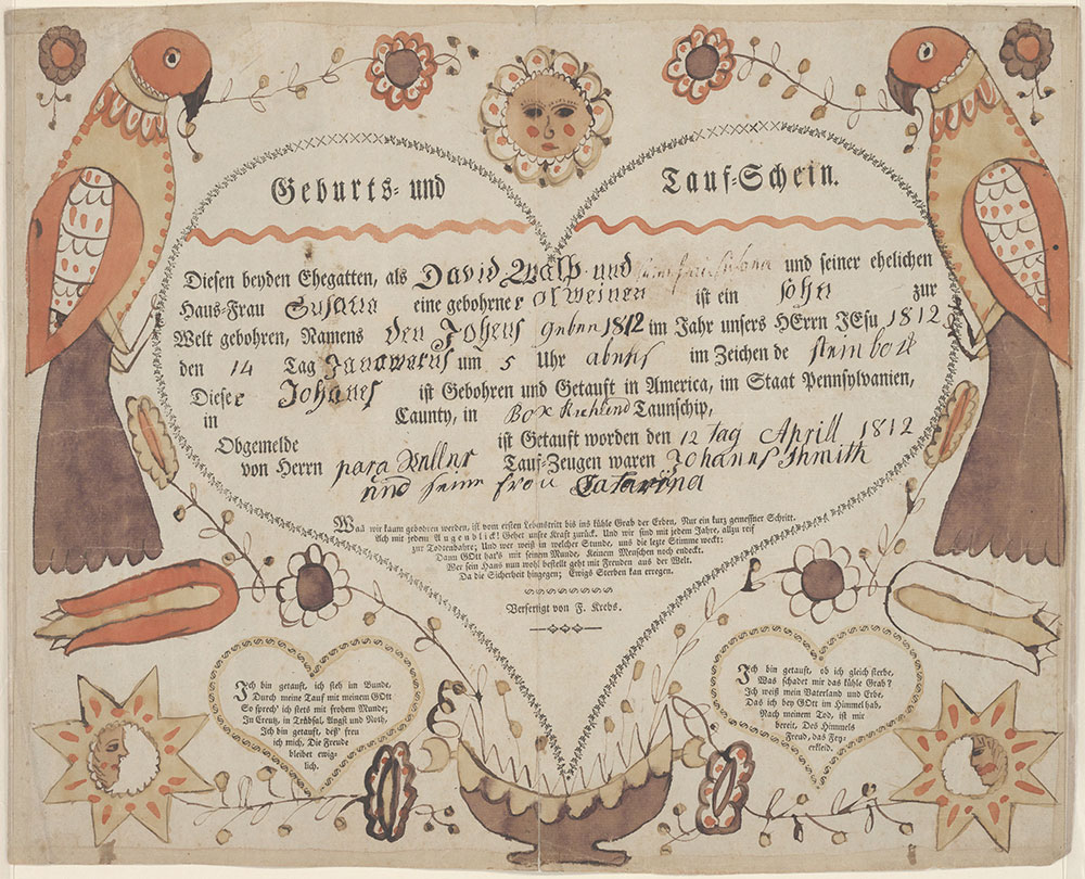 Birth and Baptismal Certificate (Geburts und Taufschein) for Johanes Walp