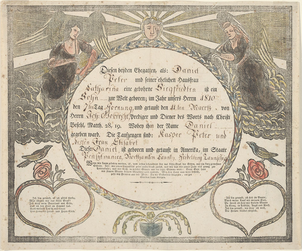 Birth and Baptismal Certificate (Geburts und Taufschein) for Daniel Peter