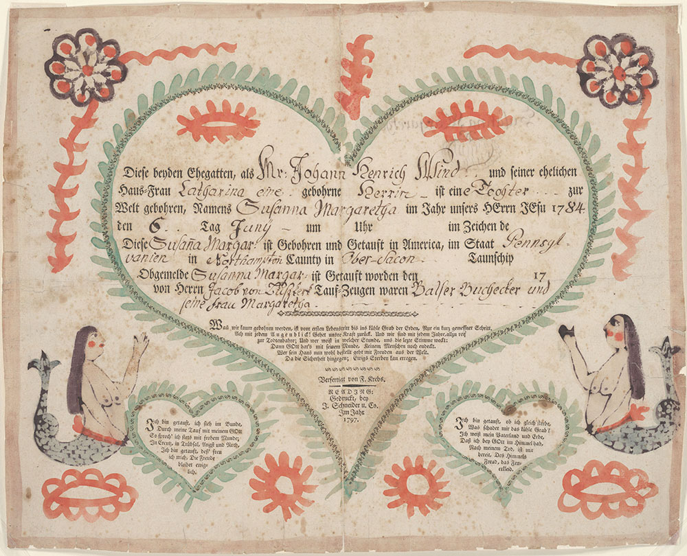 Birth and Baptismal Certificate (Geburts und Taufschein) for Susanna Margaretha Wind