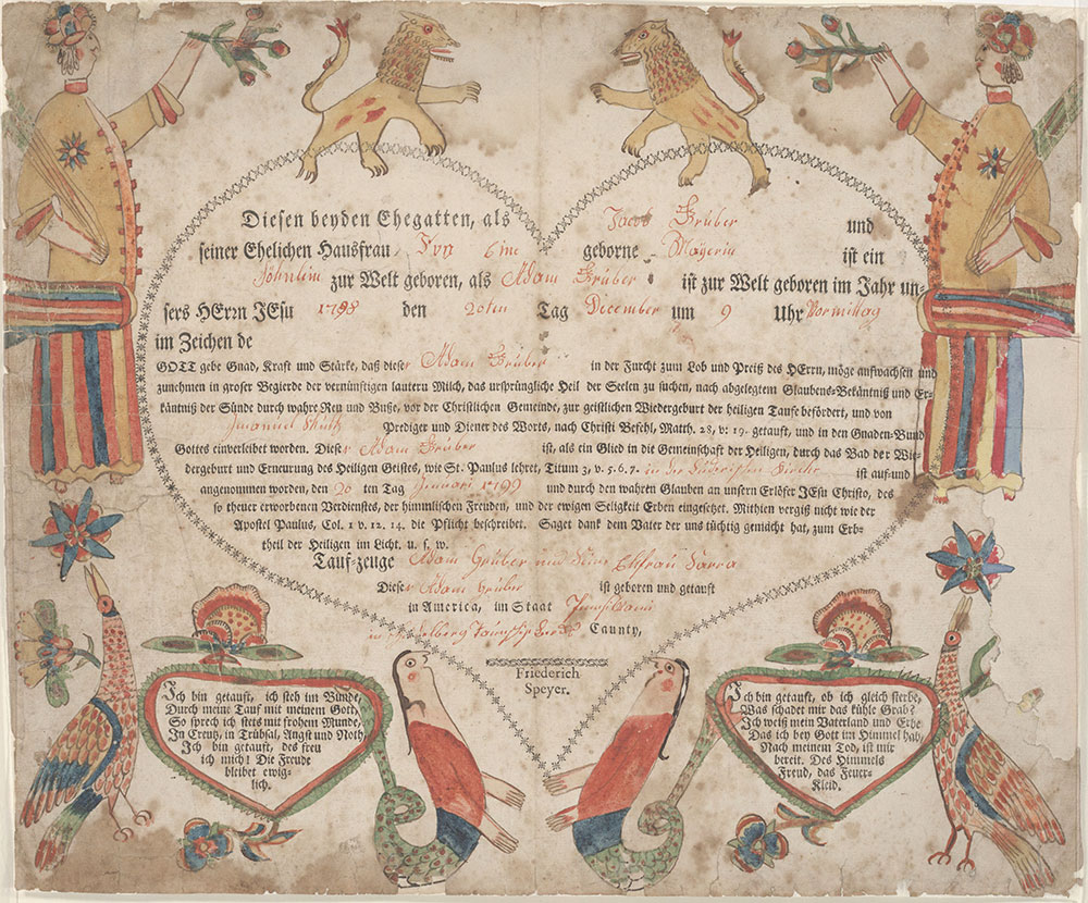 Birth and Baptismal Certificate (Geburts und Taufschein) for Adam Gruber