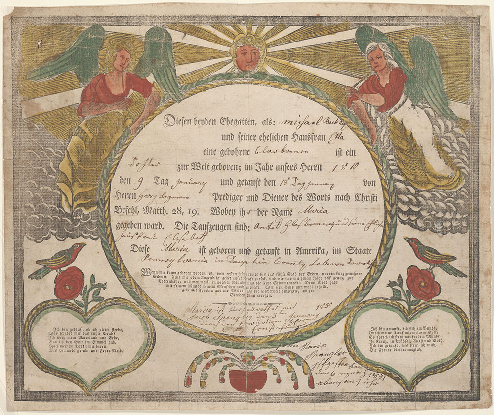 Birth and Baptismal Certificate (Geburts und Taufschein) for Maria Beckley