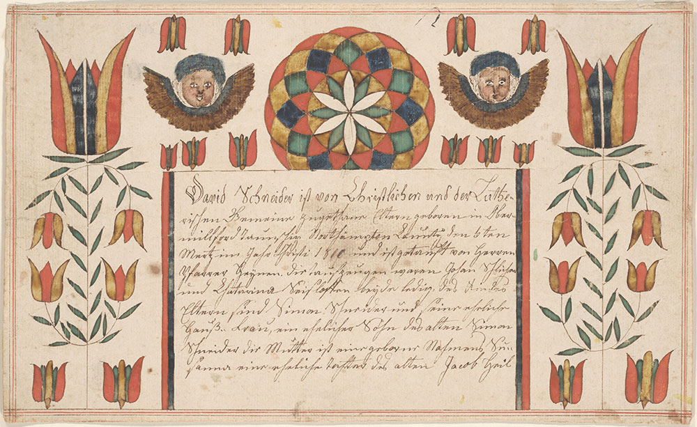 Birth and Baptismal Certificate (Geburts und Taufschein) for David Schneider