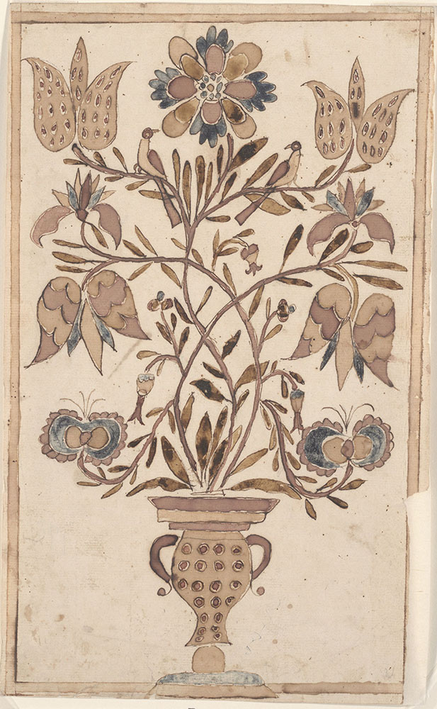 Drawing (Vase with Flowers and Birds)