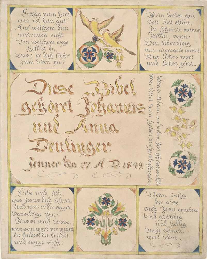 Bookplate (Bücherzeichen) for Johannis and Anna Denlinger