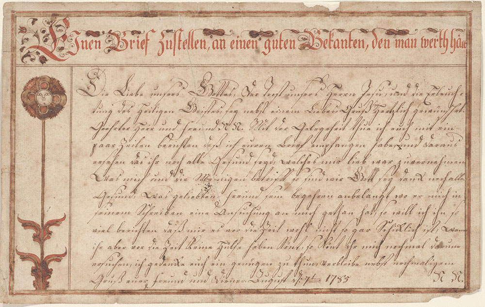 Writing Exercise (Vorschrift) (To deliver a letter [Einen Brief zustellen])