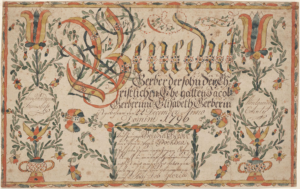 Birth and Baptismal Certificate (Geburts und Taufschein) for Benedict Gerber