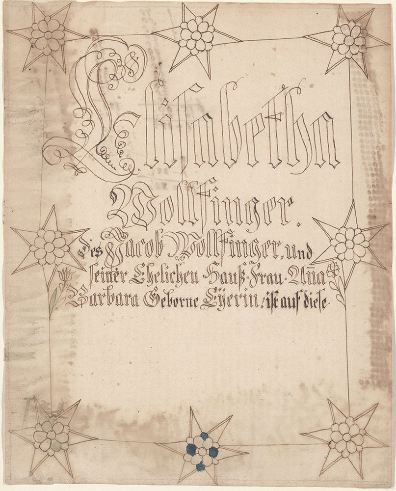 Birth Certificate (Geburtsschein) for Elisabetha Wollfinger
