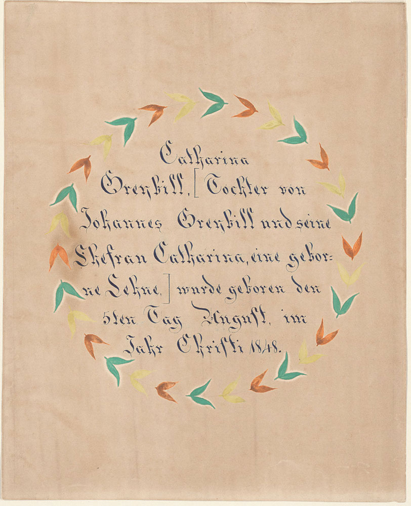 Birth Certificate (Geburtsschein) for Catharina Greybill