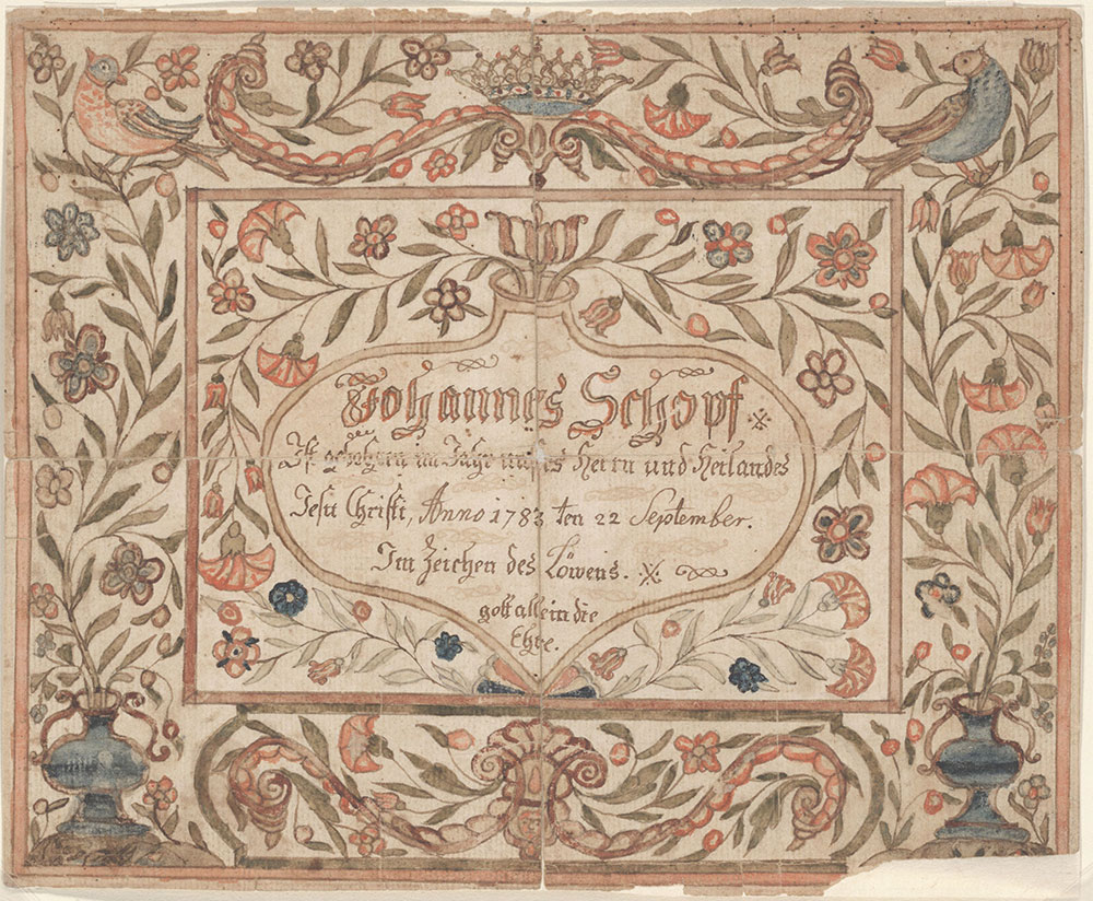Birth Certificate (Geburtsschein) for Johannes Schopf