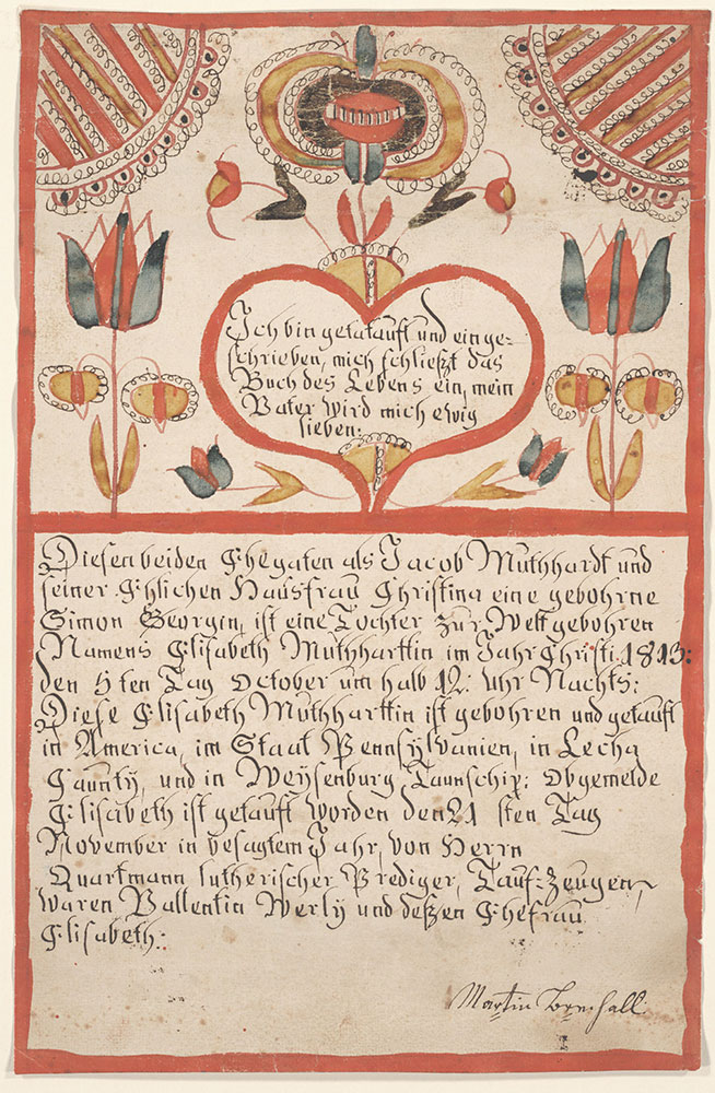 Birth and Baptismal Certificate (Geburts und Taufschein) for Elisabeth Muthhardt