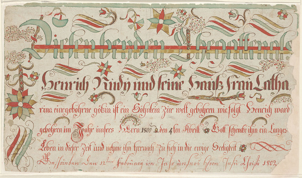 Birth Certificate (Geburtsschein) for Henrich Rudy