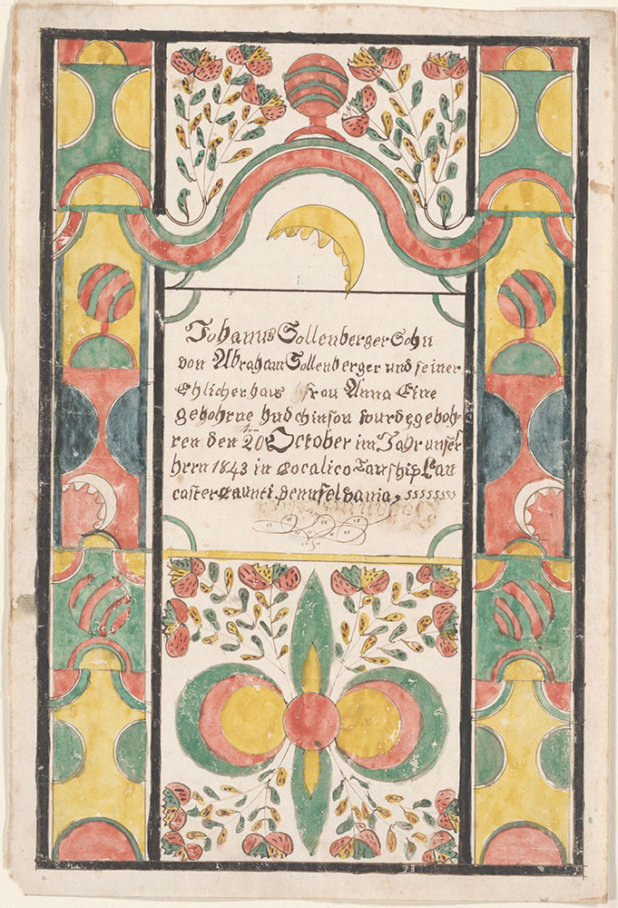 Birth Certificate (Geburtsschein) for Johanus Sollenberger