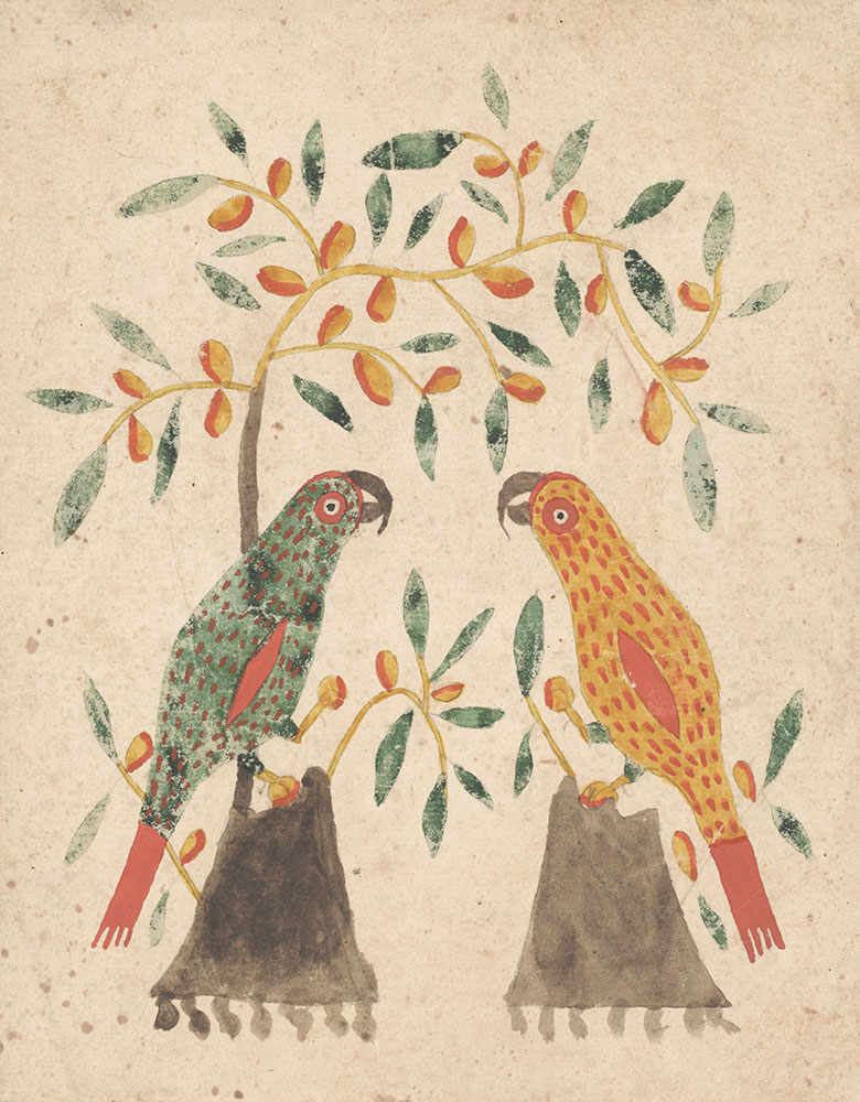 Drawing (Two Parrots on Trees)