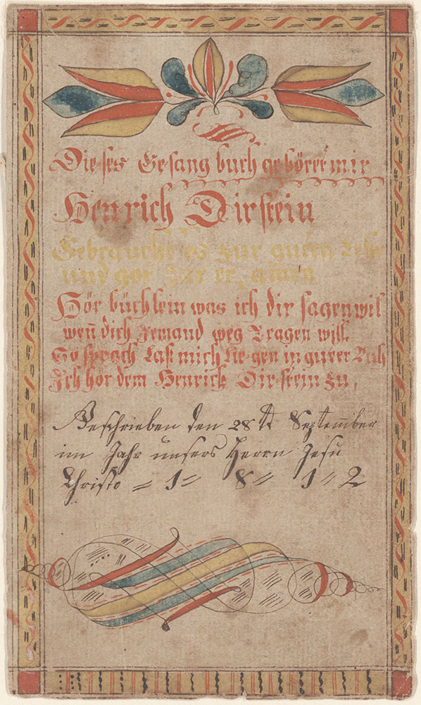 Bookplate (Bücherzeichen) for Henrich Dirstein