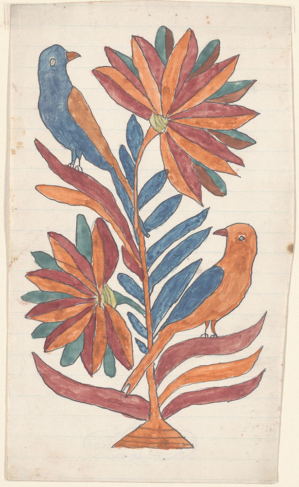 Drawing (Two Birds on a Flower)