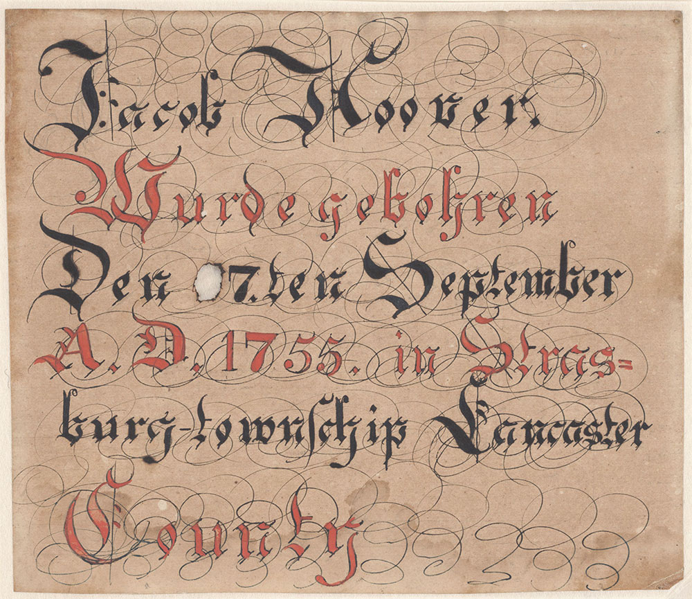 Birth Certificate (Geburtsschein) for Jacob Hoover