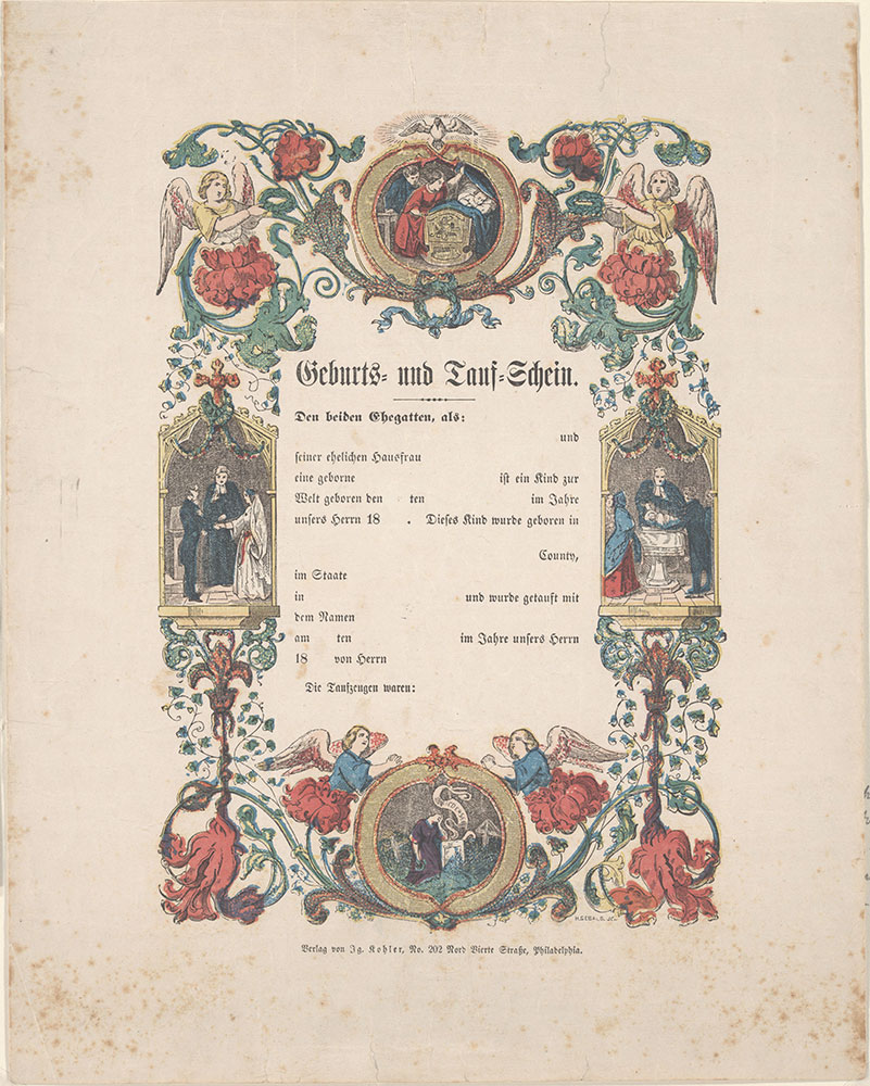 Birth and Baptismal Certificate (Geburts und Taufschein) for [blank]