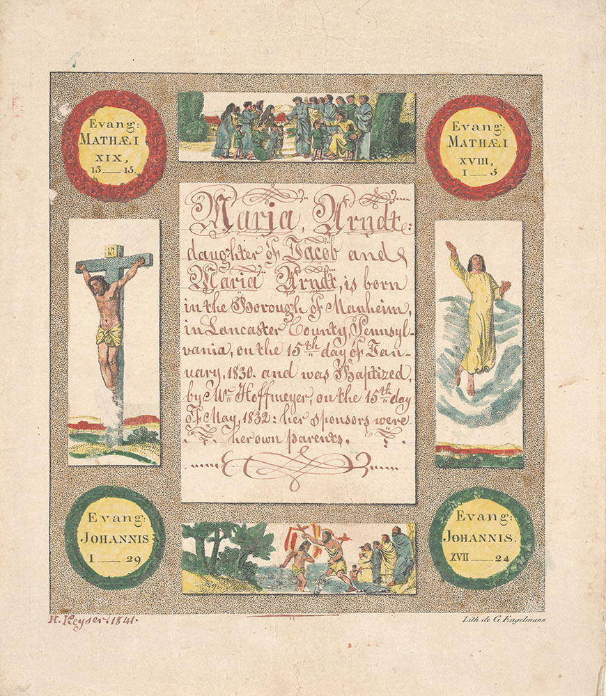Birth and Baptismal Certificate (Geburts und Taufschein) for Maria Arndt